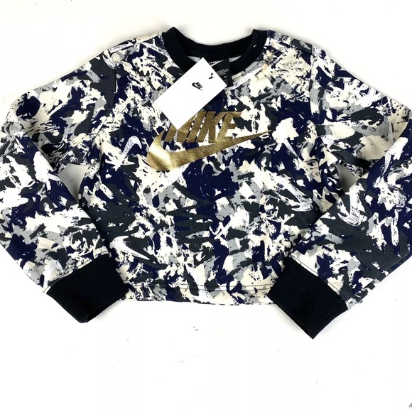 Nike Other - New Nike Color Splatter Girls Cropped Crewneck Sweatshirt, Sz xs